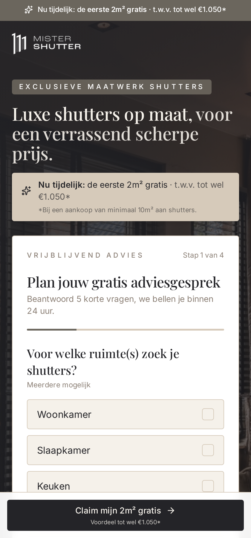 Landingspagina Shutters op maat